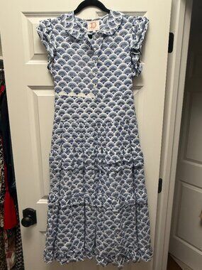 Victoria Dunn Design Blue & White Maxi Dress, Size XS